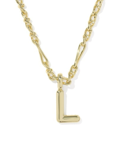 BUBBLE LETTER L SHORT PENDANT NECKLACE GOLD