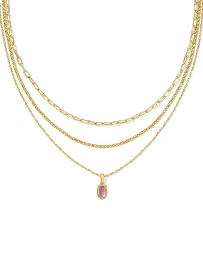 MINI ELISA TRIPLE STRAND NECKLACE GOLD AZALEA ILLUSION