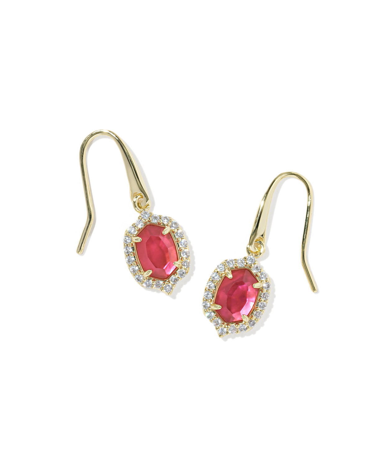 DAPHNE CRSTL FRM DRP EAR GOLD DARK PINK ILLUSION