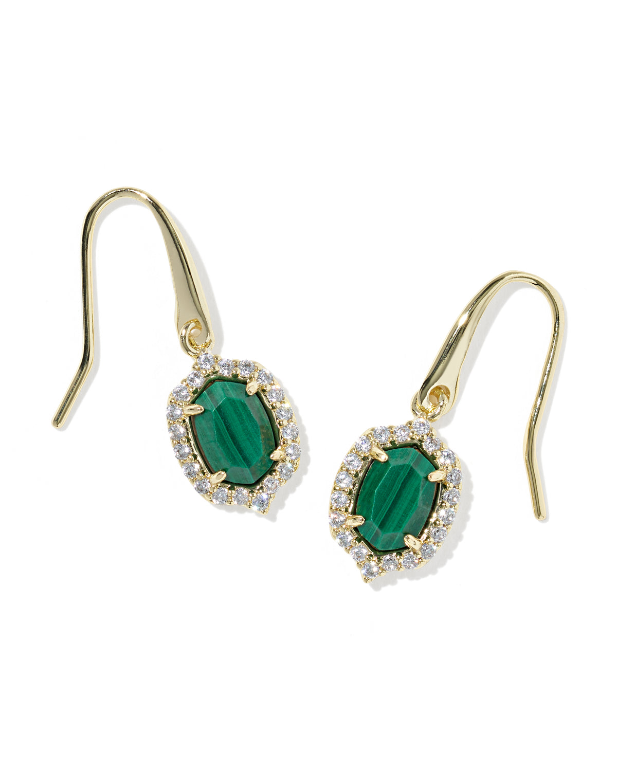 DAPHNE CRSTL FRM DRP EAR GOLD GREEN MALACHITE