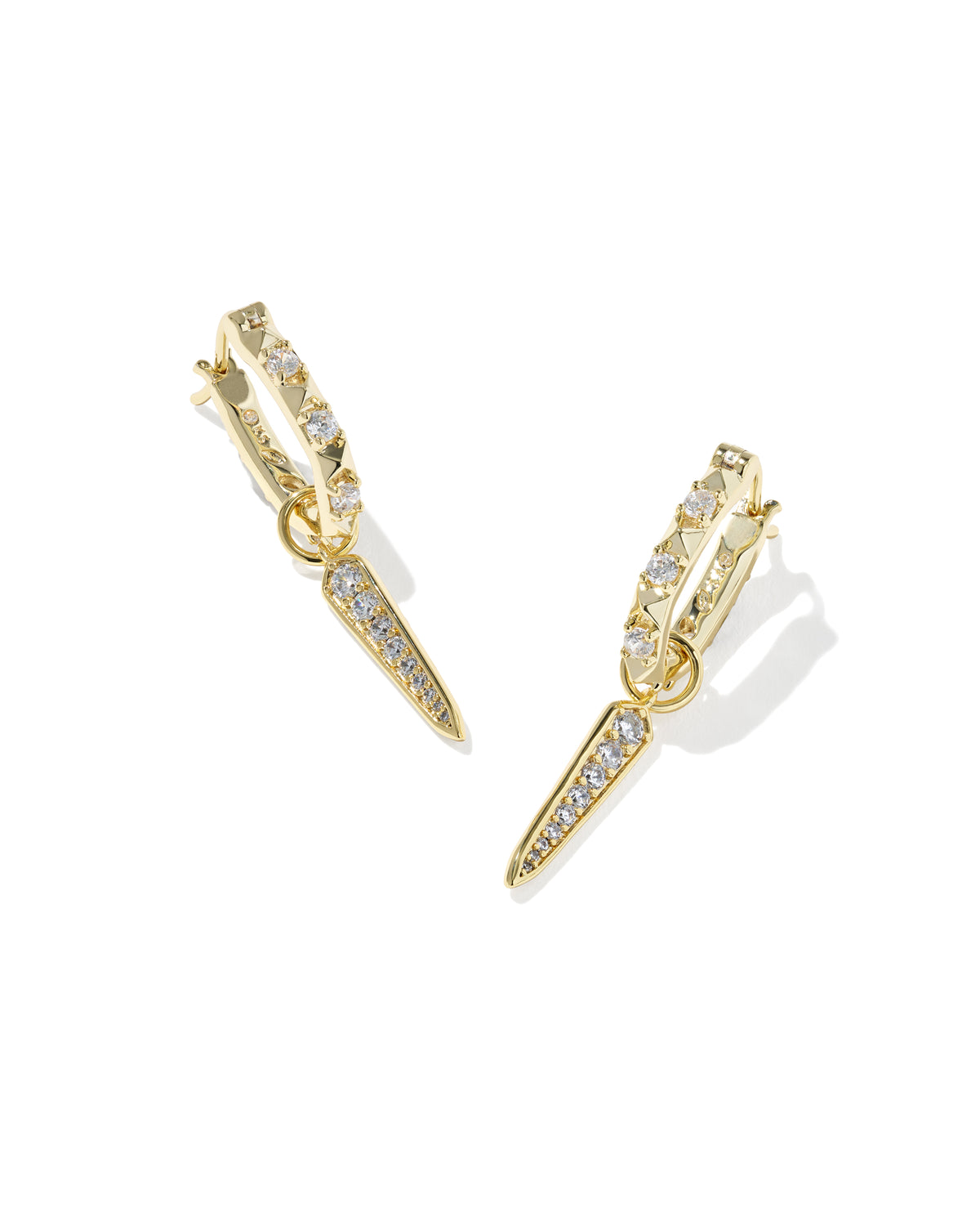 FATE CHARM HUGGIE EAR GOLD METAL WHITE CZ