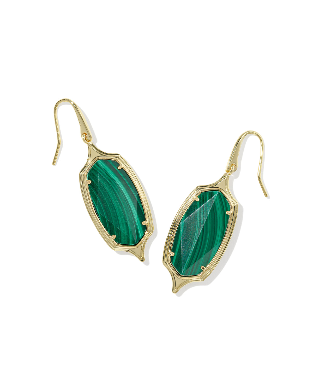 DANI STEP FRM DROP EAR GOLD GREEN MALACHITE