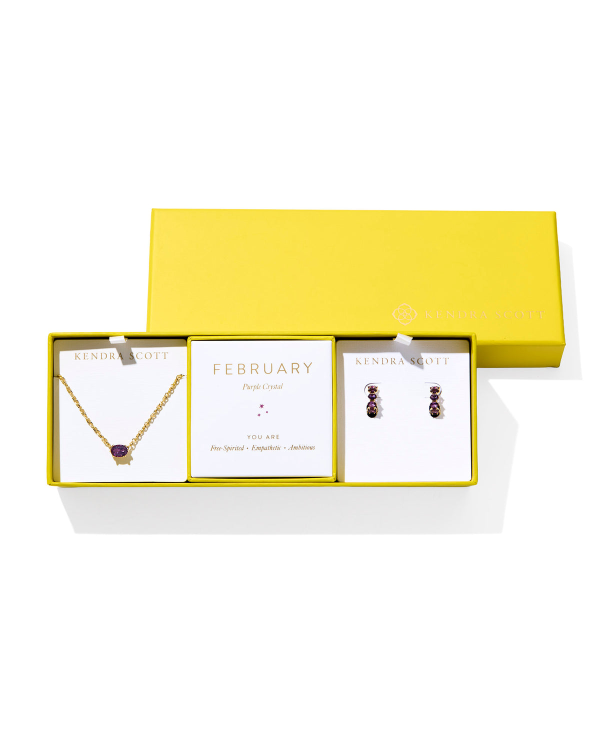 CAILIN BIRTHSTN GIFT SET GOLD PURPLE CRYSTAL