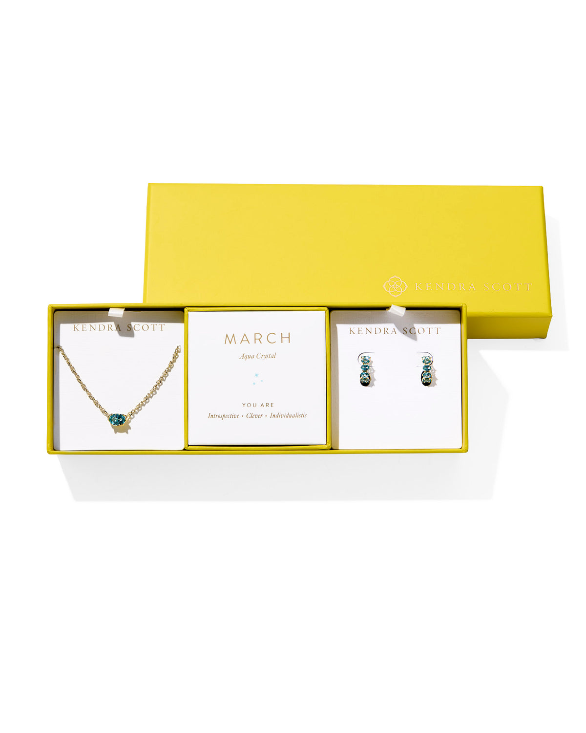 CAILIN BRTHSTN GIFT SET GOLD AQUA CRYSTAL