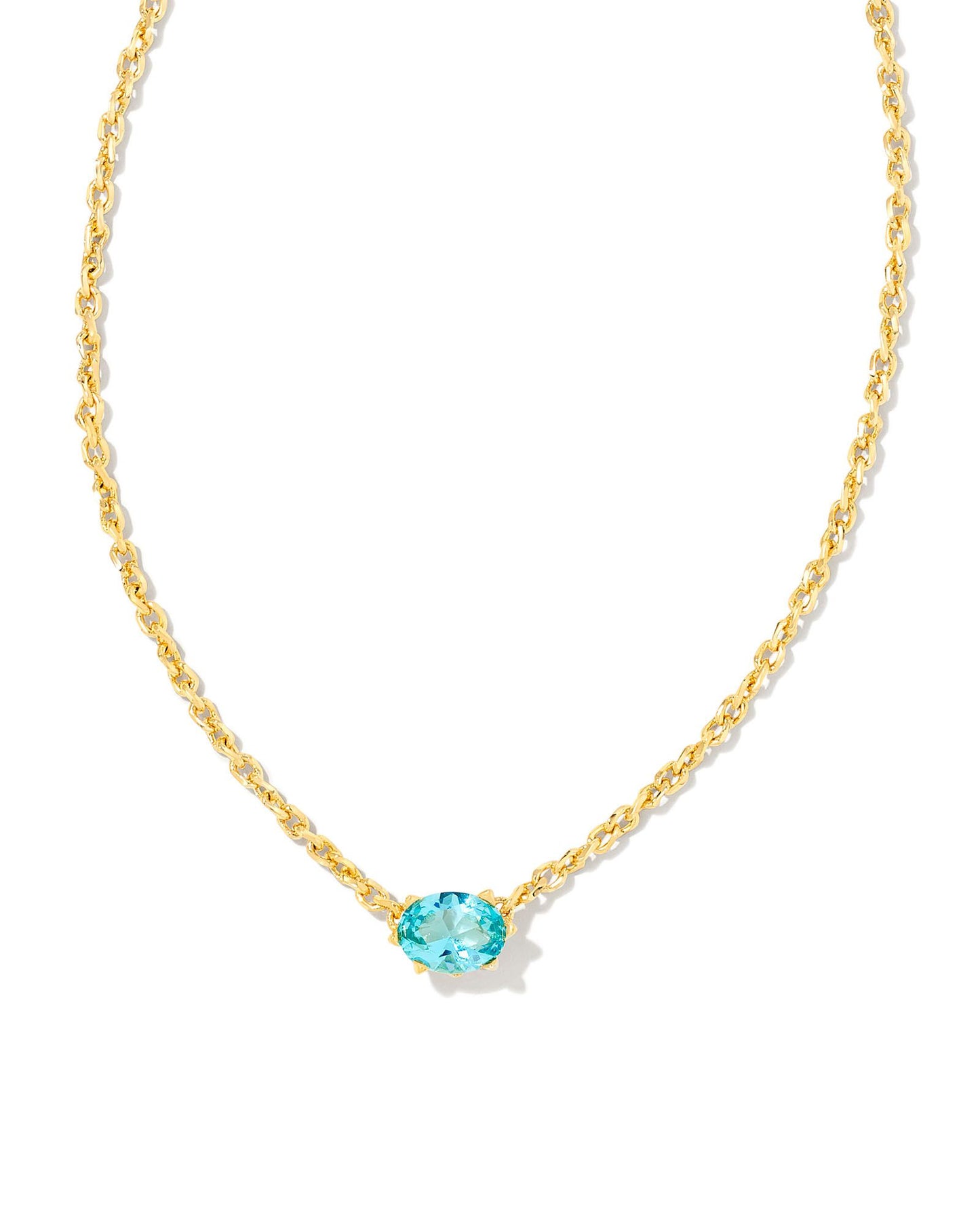 CAILIN CRYSTAL PENDANT NECKLACE GOLD AQUA CRYSTAL