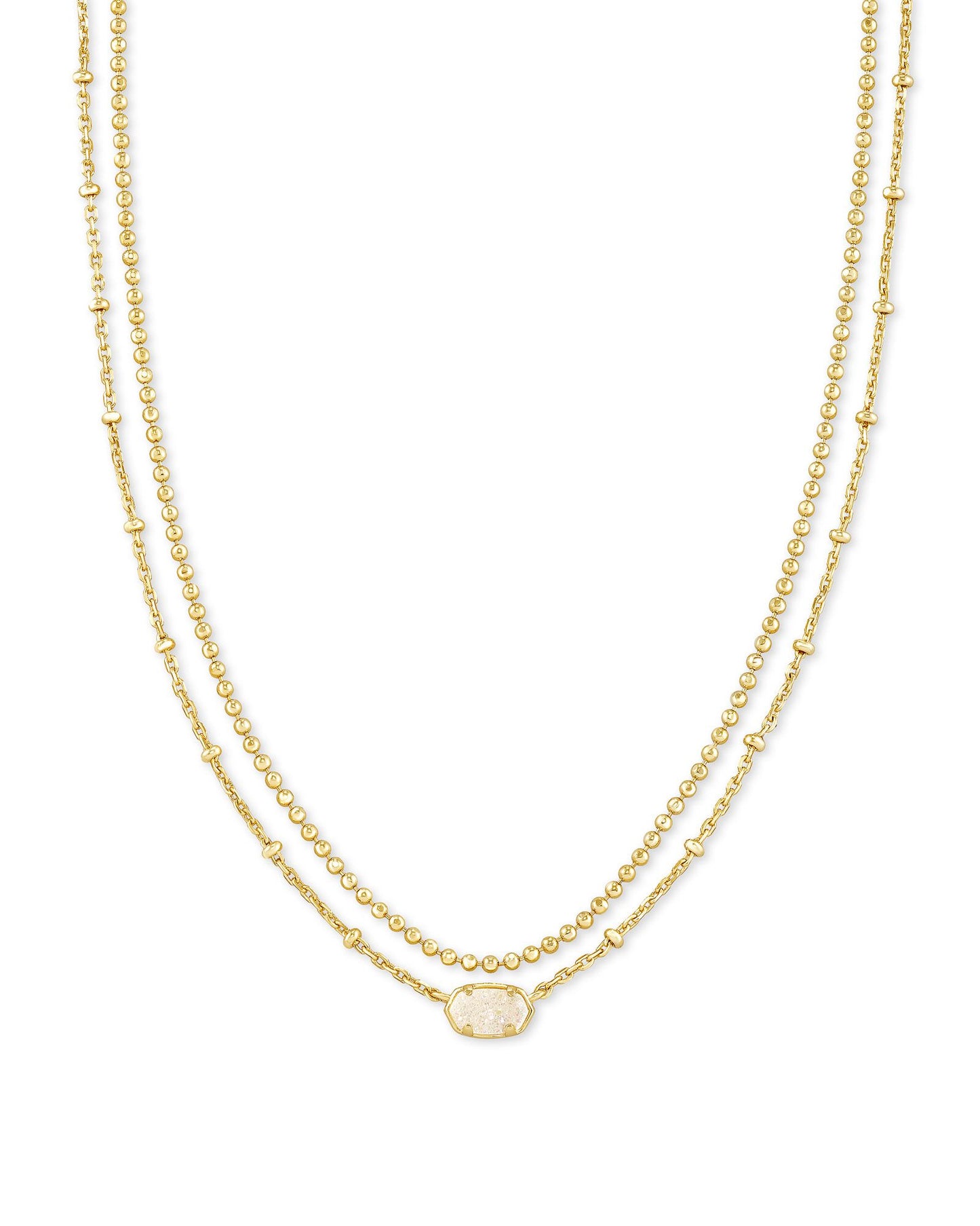 EMILIE MULTI STRAND NECKLACE GOLD IRIDESCENT DRUSY