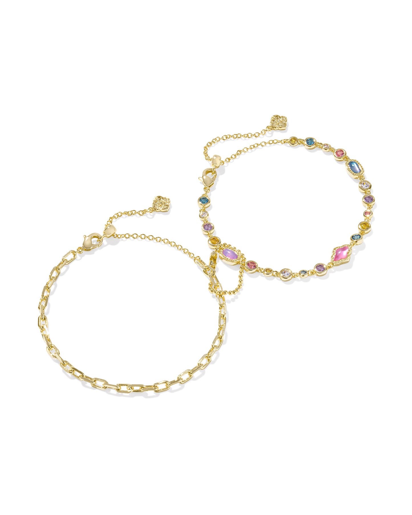 MINI ELISA ABBIE SET OF 2 DELICATE CHAIN BRACELETS GOLD MULTI MIX