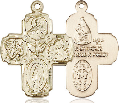 Extel Large 14kt Gold Filled Catholic 5-Way Cross Pendant