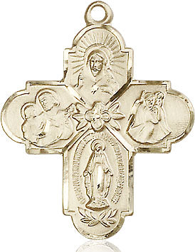 Extel Large 14kt Gold Filled Catholic 4-Way Cross Medal