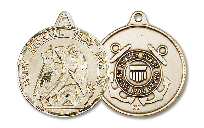 Extel Round Large 14kt Gold Filled St Michael Medal USA