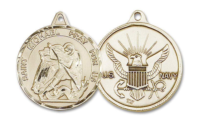Extel Round Large 14kt Gold Filled St Michael Navy Medal