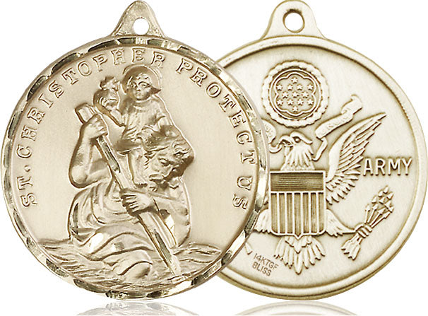 Extel Round Large 14kt Gold Filled St Christopher Army Medal