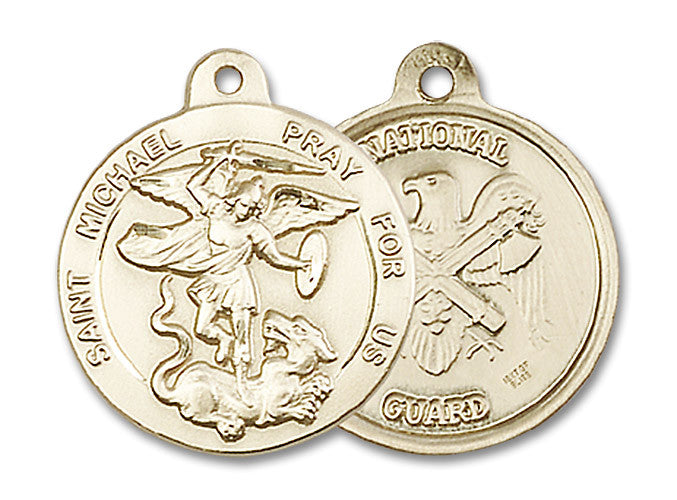 Extel Round Medium 14kt Gold Filled St Michael Medal Made in USA