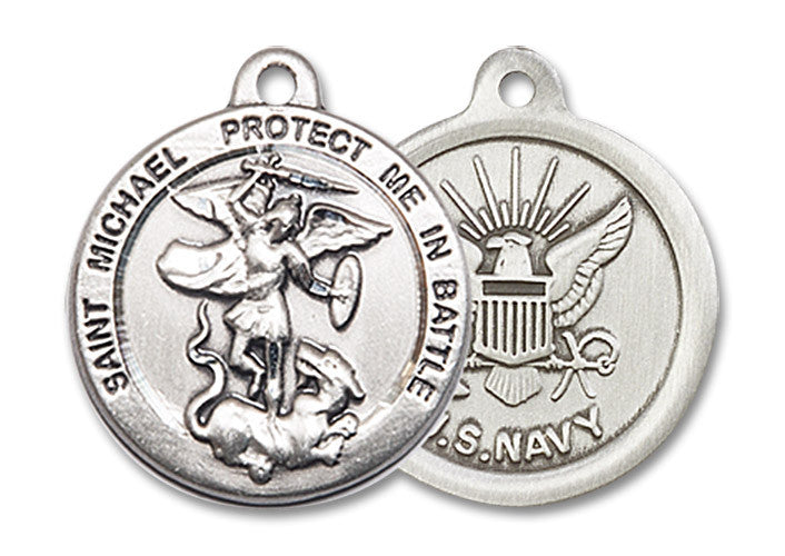 Extel Round Medium Sterling Silver St Michael Navy Medal, Made in USA