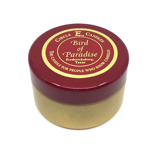 Circle E Candles, Bird of Paradise Scent, Extra Small Size Travel Tin Candle, 4oz, 1 Wick
