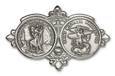 St. Christopher St. Michael Auto Sun Visor Clip Made in USA