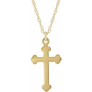 Extel Medium 14K Yellow Gold Religious Cross Pendant Charm Necklace