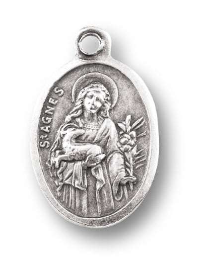 Small Oval Saint Agnes Pray for Us Medal Charm Pack of 5