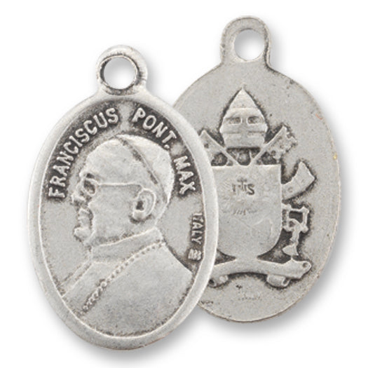 Small Oval Pope Francis Silver Oxidized Medal Charm Pack of 5