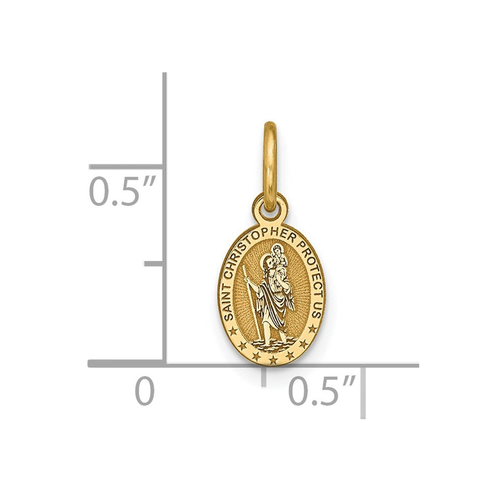 Extel Medium 10k Gold Solid Saint Christopher Medal Charm