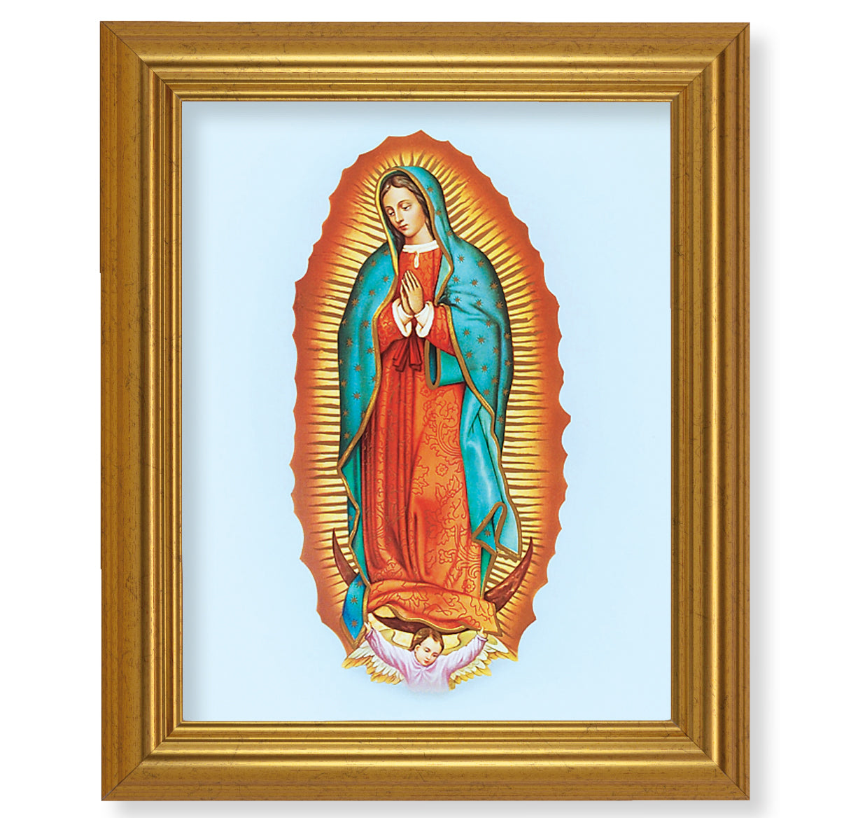 Our Lady of Guadalupe Picture Framed Wall Art Decor Large Antique Gold-Leaf Classic Frame