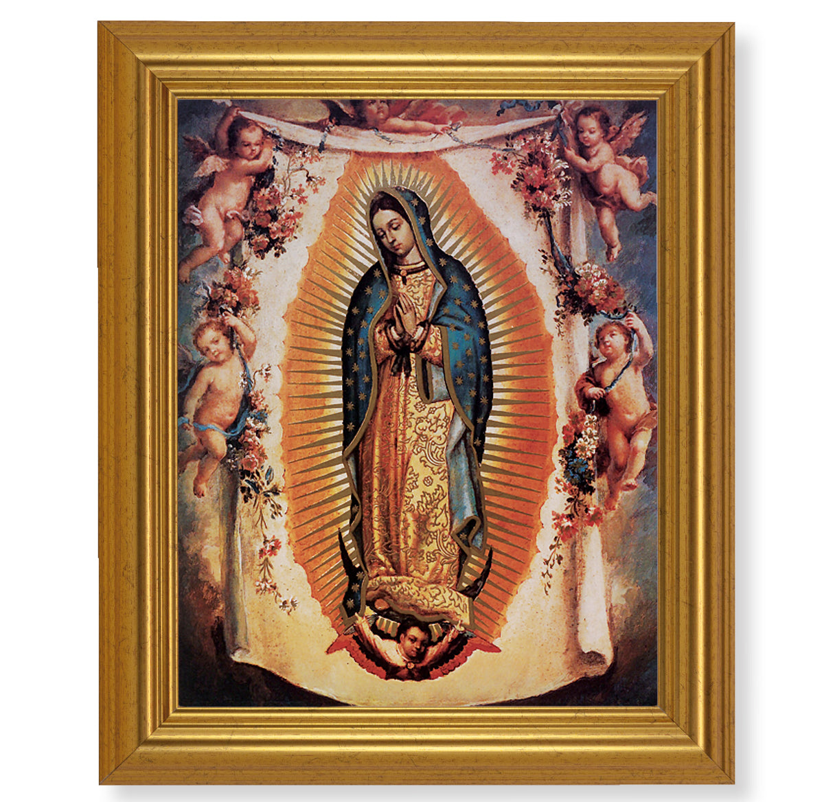 Our Lady of Guadalupe with Angels Picture Framed Wall Art Decor