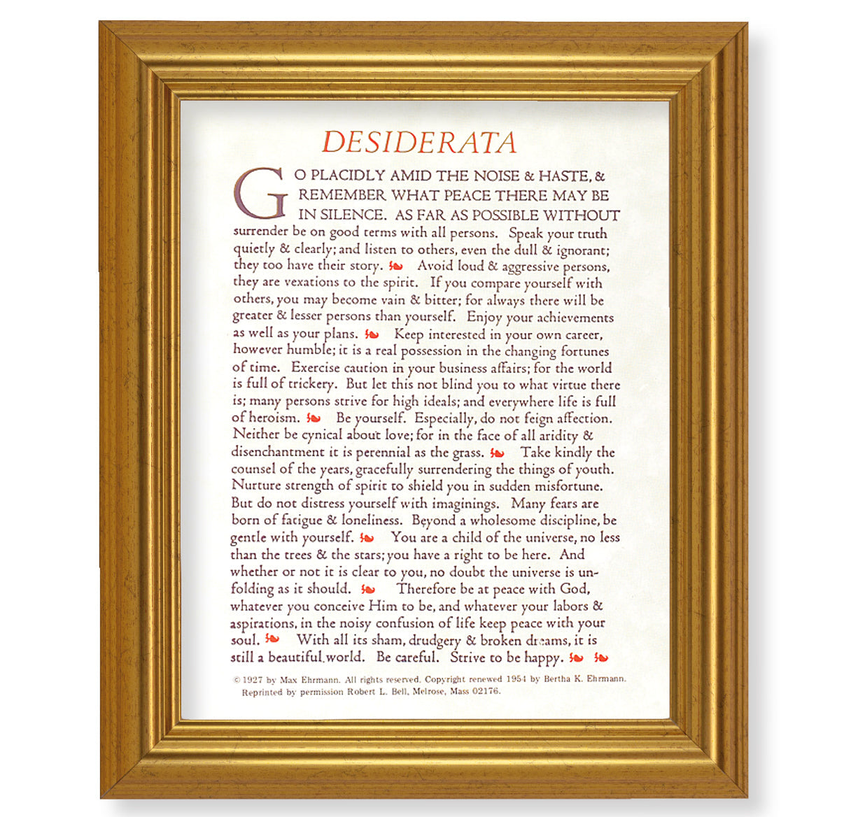 Desiderata Picture Framed Wall Art Decor Large Antique Frame