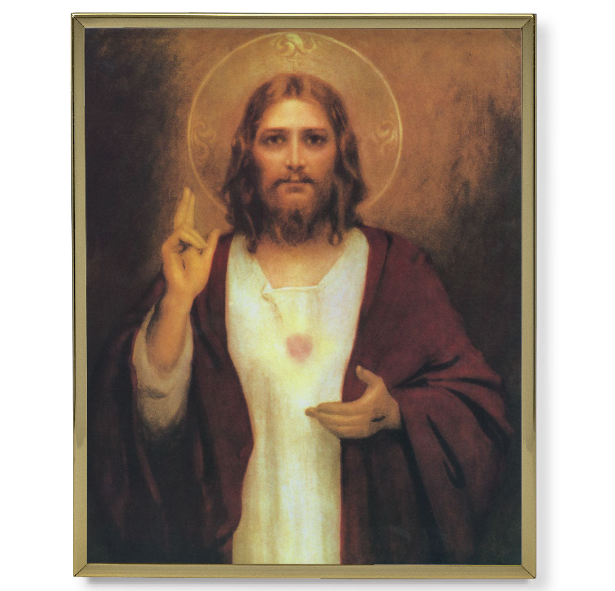 Sacred Heart of Jesus Picture Framed Plaque Large Gold Frame