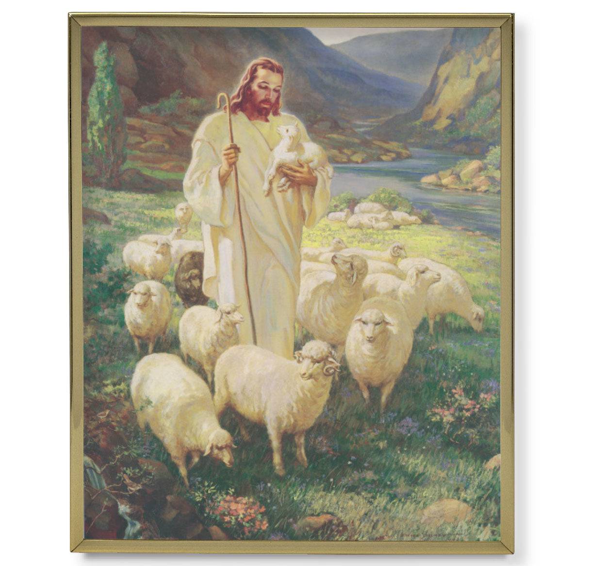 Good Shepherd Picture Framed Plaque Large, Gold Plaque Frame