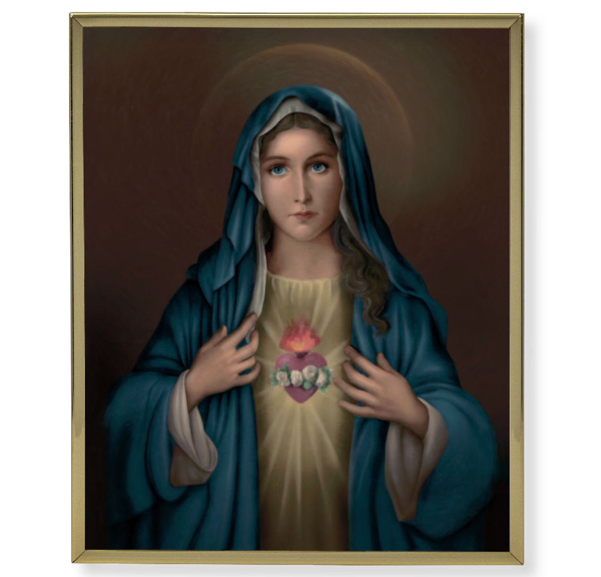 Immaculate Heart of Mary Picture Framed Plaque Large Gold Frame