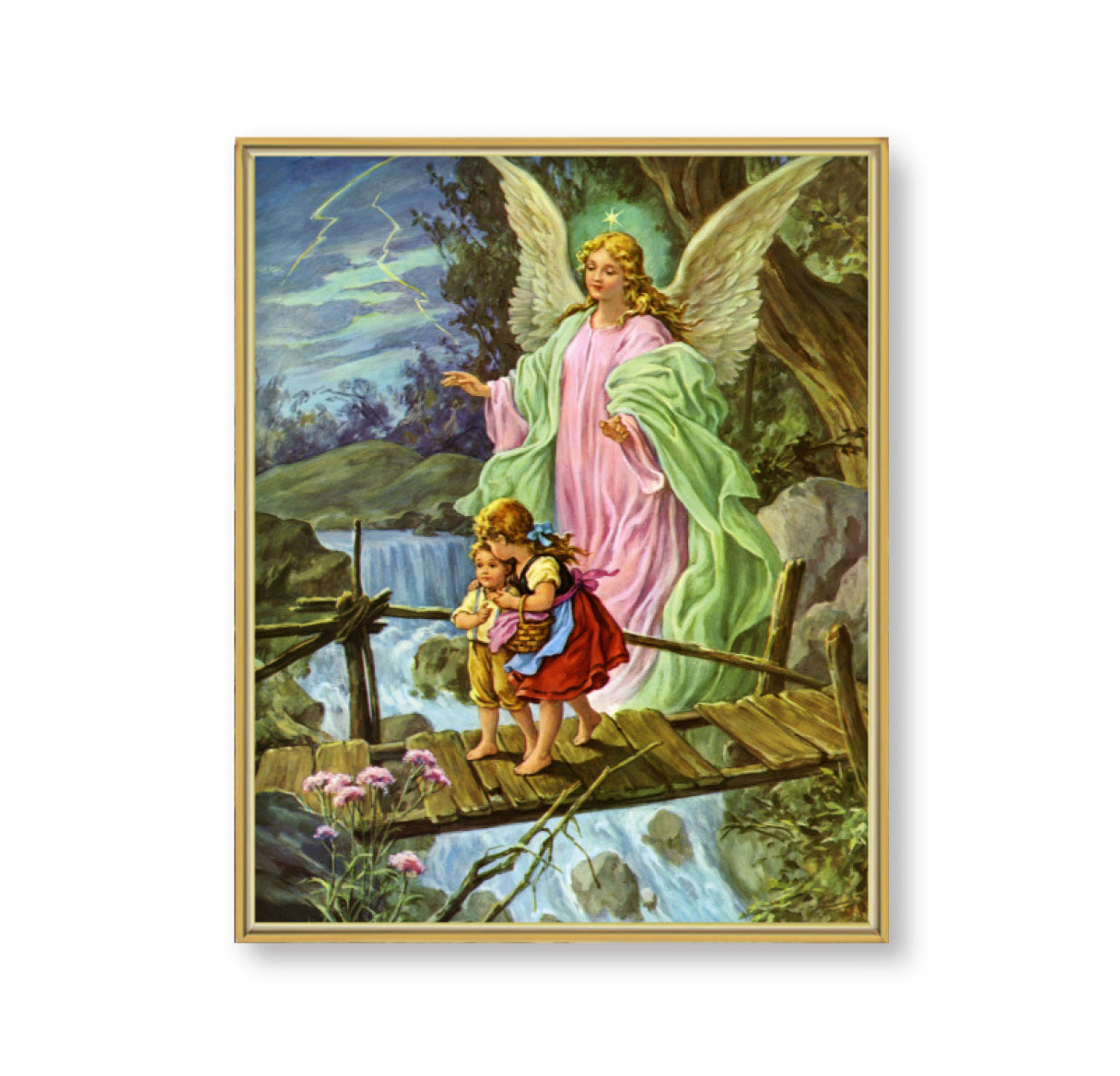 Guardian Angel Picture Framed Plaque, Large, Gold Plaque Frame