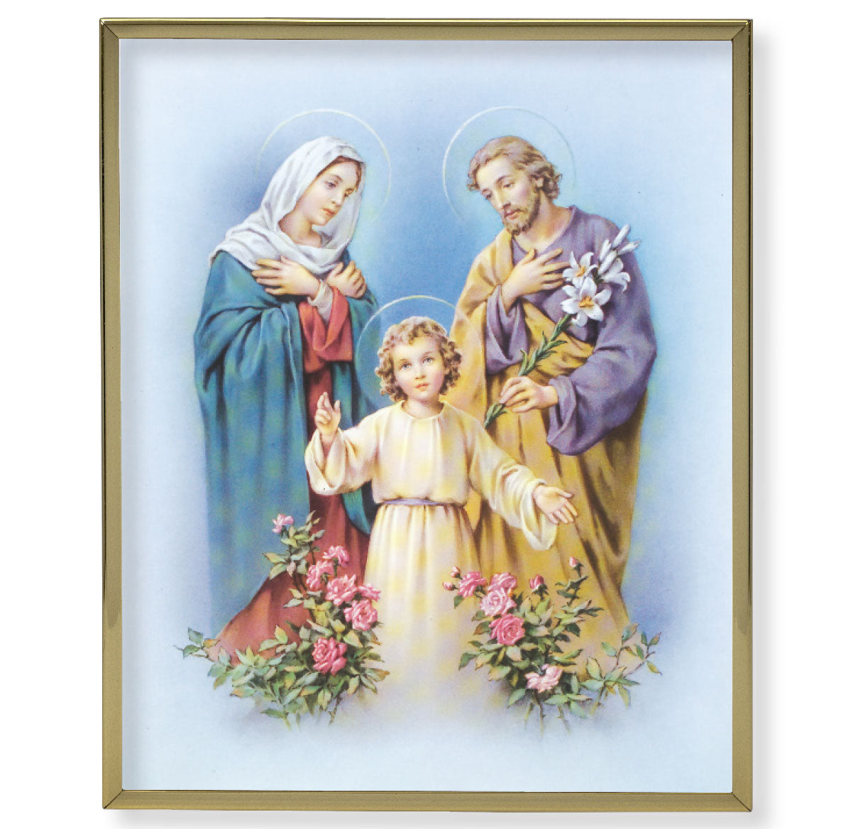 Holy Family Picture Framed Plaque, Large Gold Frame Display