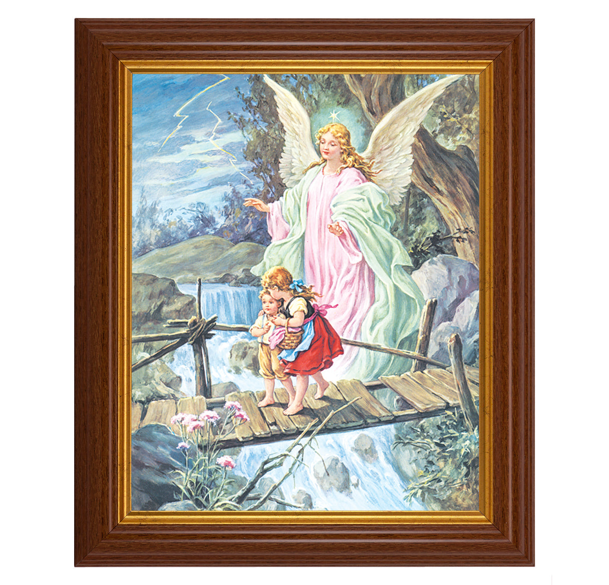 Guardian Angel Picture Framed Wall Art Decor Large Frame