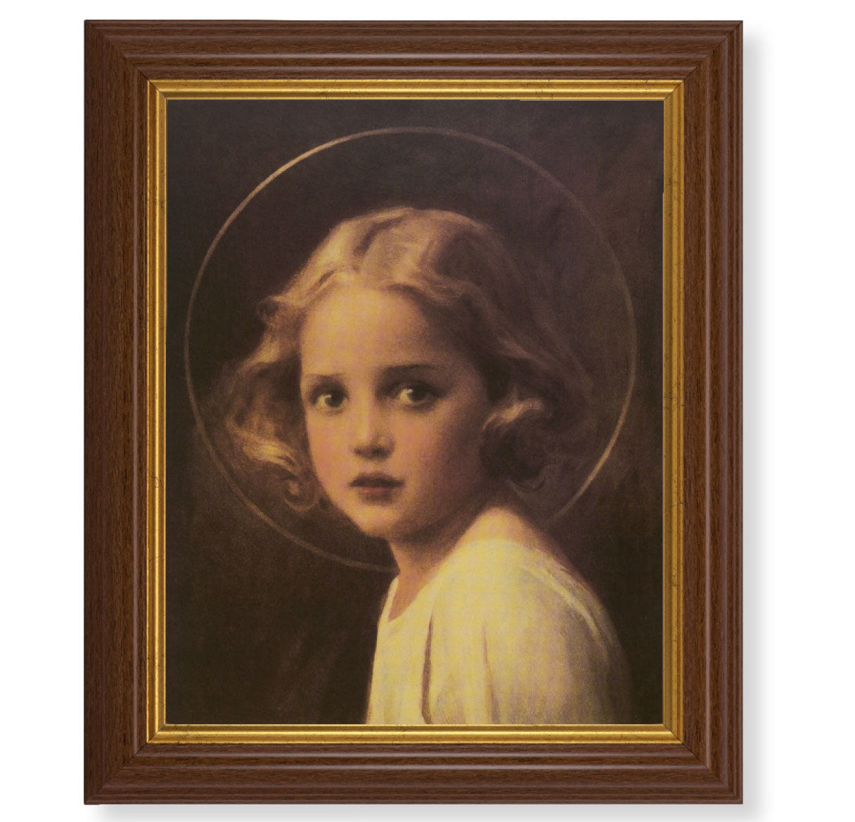 Mary Most Holy Picture Framed Wall Art Decor Large Dark Walnut Frame