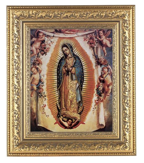 Our Lady of Guadalupe with Angels Picture Framed Wall Art Decor
