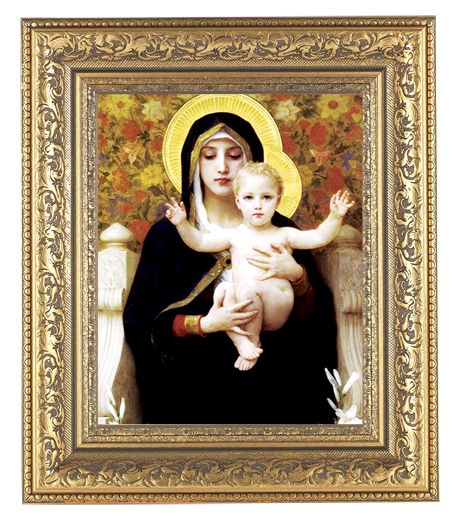 Madonna of the Lilies Picture Framed Wall Art Decor Large