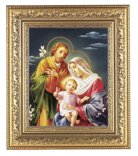 Holy Family Picture Framed Wall Art Decor Large Gold-Leaf Frame