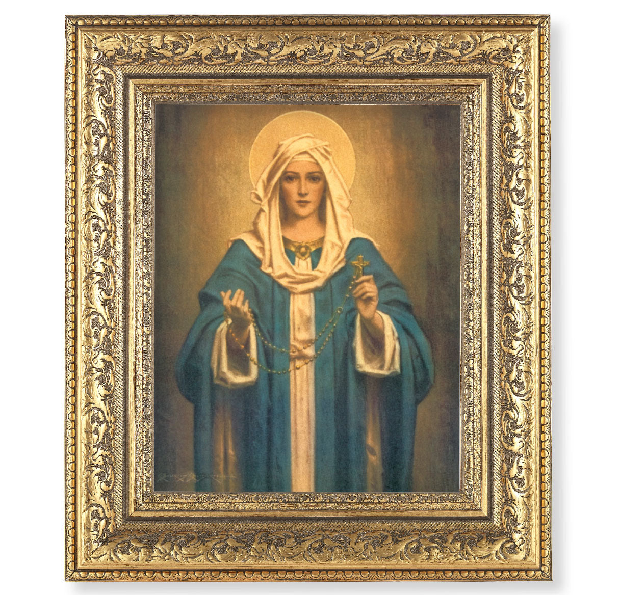 Our Lady of the Rosary Picture Framed Wall Art Decor Large