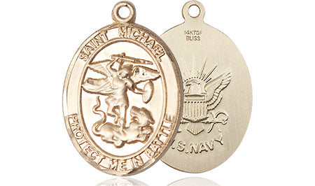 Extel Oval Medium 14kt Gold Filled St Michael Navy Medal Made in USA