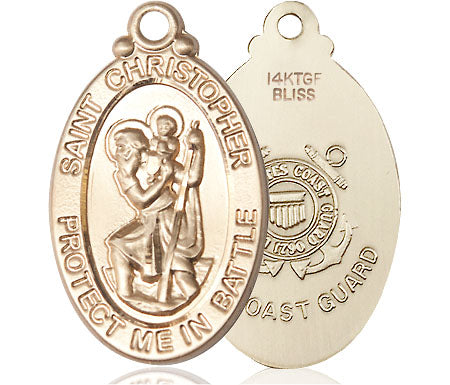 Extel Oval Large 14kt Gold Filled St Christopher Medal Made in USA