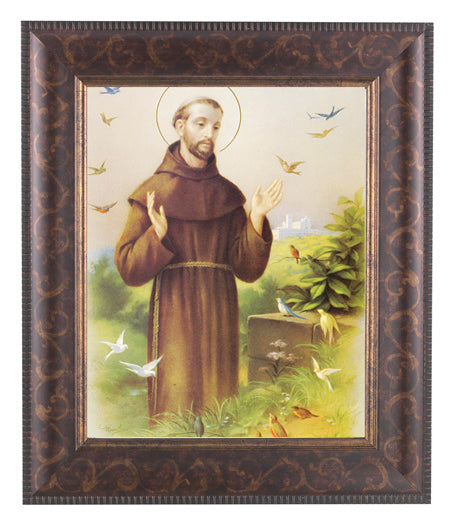 St. Francis Picture Framed Wall Art Decor Large Antique Gold Frame