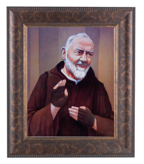 St. Pio Picture Framed Wall Art Decor Large Antique Gold Frame