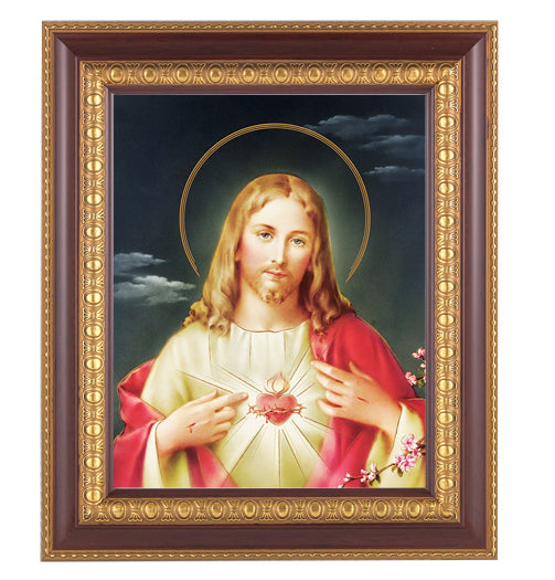 Sacred Heart of Jesus Picture Framed Wall Art Decor, Large