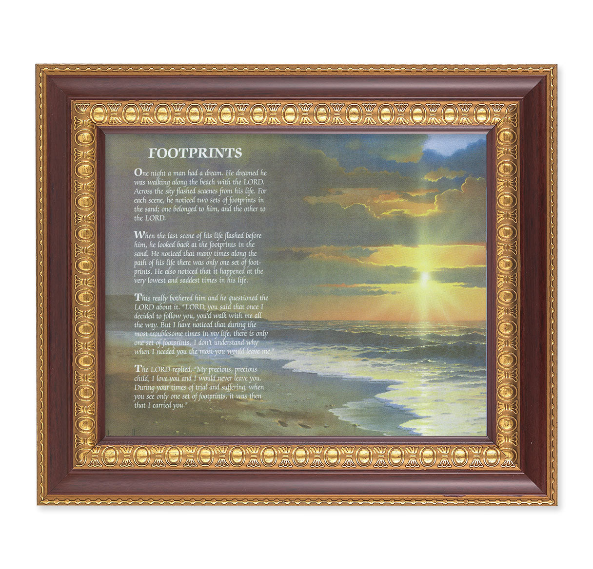 Footprints Picture Framed Wall Art Decor Large Dark Cherry