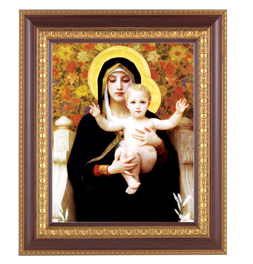 Madonna of the Lilies Picture Framed Wall Art Decor Large Dark Cherry Frame
