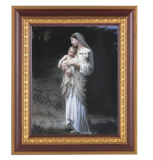Divine Innocence Picture Framed Wall Art Decor Large Dark Cherry Frame