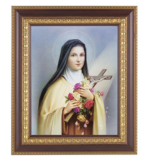 St. Therese Picture Framed Wall Art Decor, Large Dark Cherry