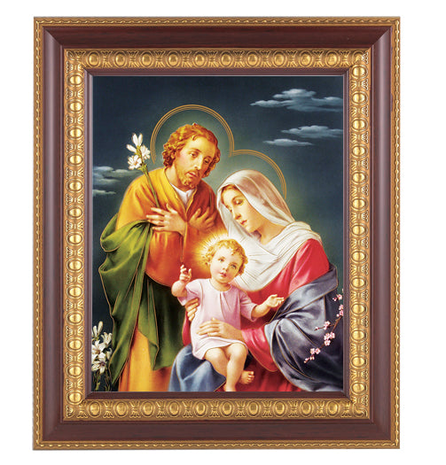 Holy Family Picture Framed Wall Art Decor Large Dark Cherry