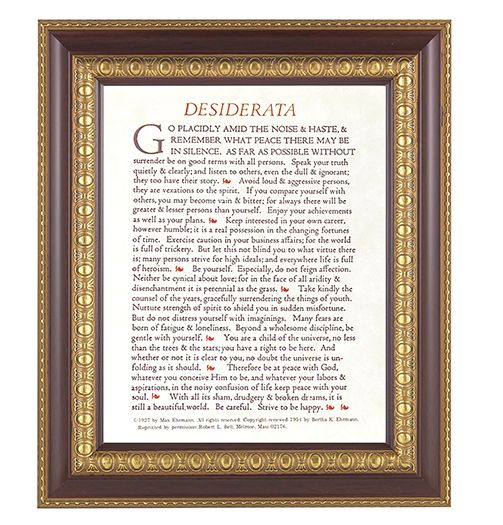 Desiderata Picture Framed Wall Art Decor Large Dark Cherry