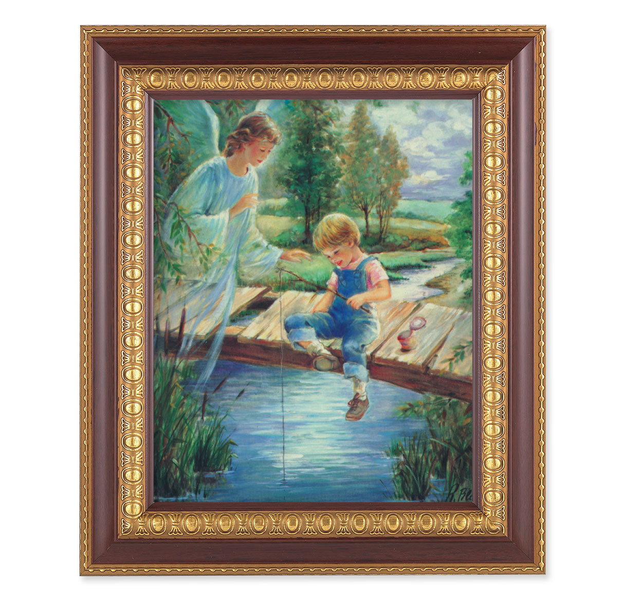 Guardian Angel with Boy Picture Framed Wall Art Decor